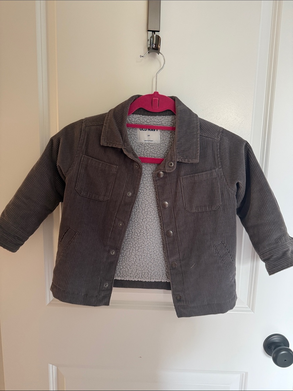 Old Navy Kids' Gray Corduroy Sherpa Jacket